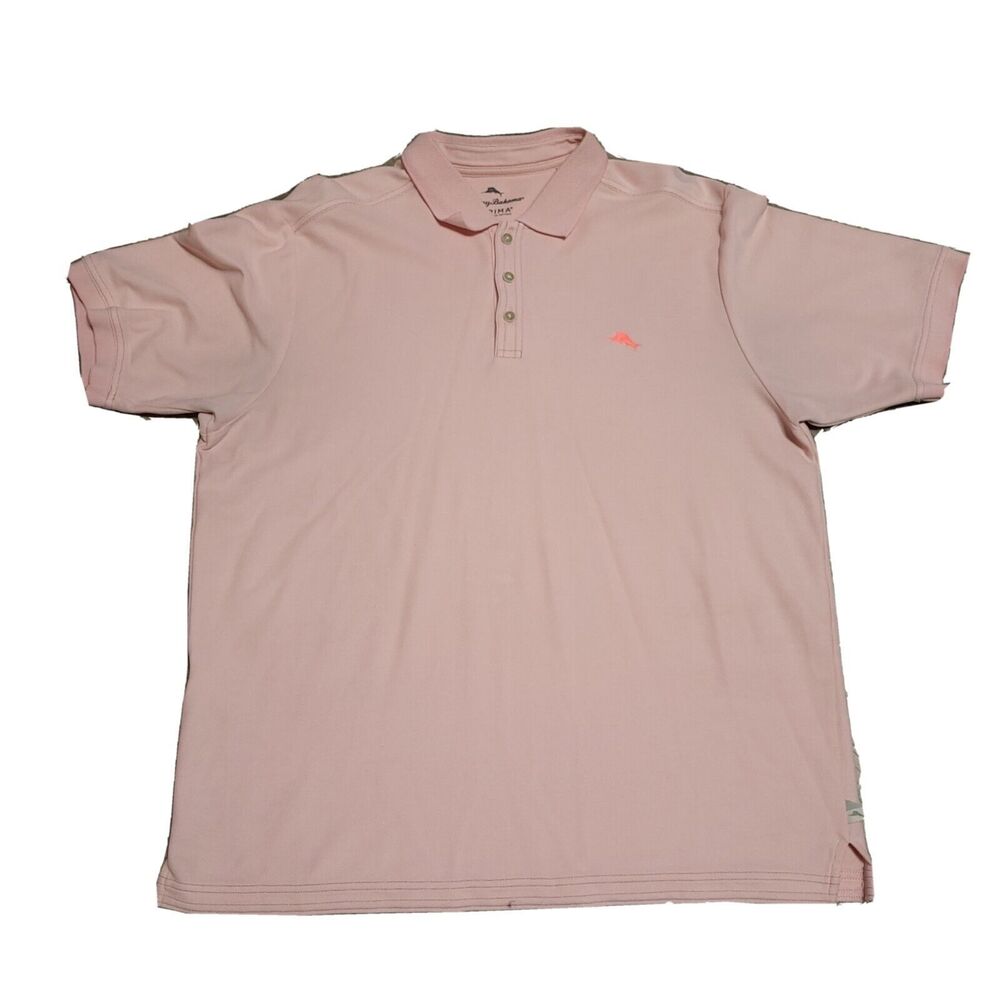 Tommy Bahama Supima Polo Shirt Solid Light Pink Collared Top Mens Size Large